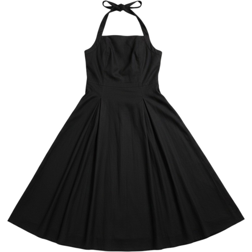 NEW A New Day Halter Midi Dress Women XL Black Pockets Minimalist Dark Fairy